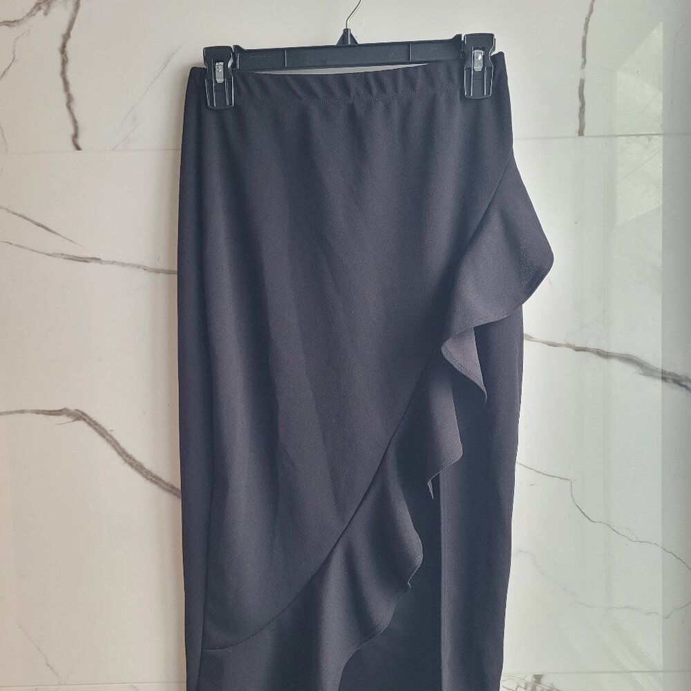 NWT Windsor Black Asymmetrical Ruffle Office Work Skirt